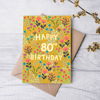 80th Birthday Card For Women, Floral 80th Card, For Her, 2 of 4