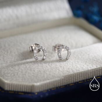 Sterling Silver Extra Tiny Horseshoe Stud Earrings, 3 of 12