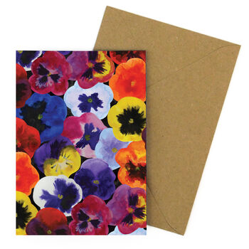 Viola Pansy Greetings Card, 4 of 8