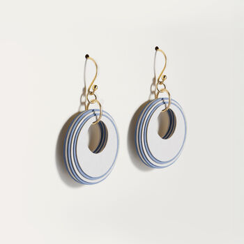 Cream And Blue Circular Earrings, 3 of 6