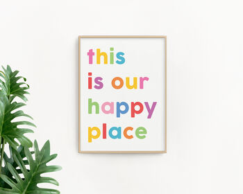 'Happy Place' Colourful Quote Print, 2 of 2