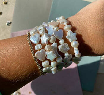 Handmade Freshwater Pearl Star / Moon / Heart Bracelets, 5 of 9