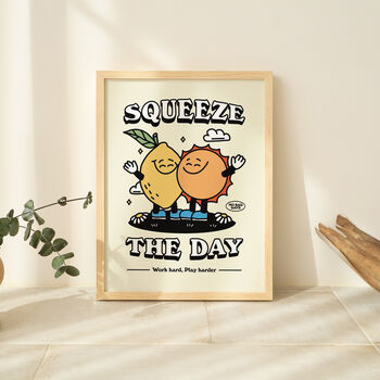 'Squeeze The Day' Cute Retro Lemon And Sun Print, 4 of 8