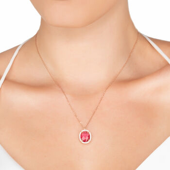 Beatrice Oval Gemstone Necklace Rose Gold Plated Silver, 2 of 12