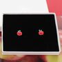 Enamel Red Apple Stud Earrings, thumbnail 1 of 2