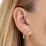 Oval Huggie Hoop Earrings With Clear Stones, thumbnail 1 of 5