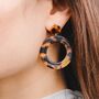 Dark Tortoise Shell Dangle Hoop Earrings, thumbnail 1 of 6