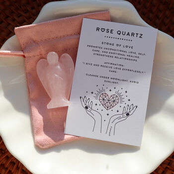 Rose Quartz Angel Crystal 4cm With Gift Bag, 3 of 5