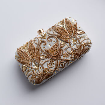 Agra Ivory Embellished Clutch, 3 of 4