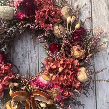 Autumnal Dried Flower Heather And Poppy Wreath, 7 of 7