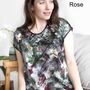 Silk Satin And Soft Jersey Floral Womens Top T Shirt, thumbnail 7 of 8