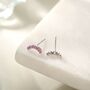 Sterling Silver Pink Cz Curved Bar Tiny Stud Earrings, thumbnail 2 of 12