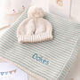 Aqua And Pale Grey Mini Stripe Knitted Baby Blanket, thumbnail 11 of 11