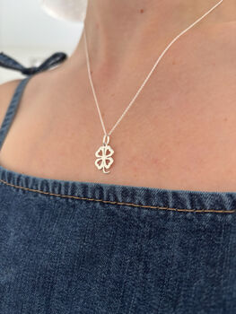 Four Leaf Clover Sterling Silver Necklace, 2 of 8
