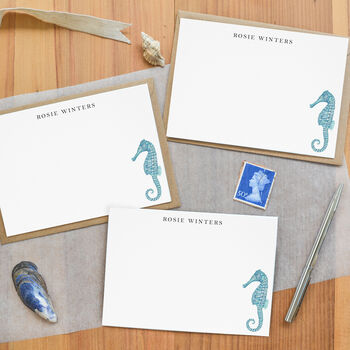 Personalised Seahorse Correspondence Note Cards, 2 of 3
