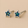 Mini Sterling Silver Blue Paua Shell Star Stud Earrings, thumbnail 1 of 6
