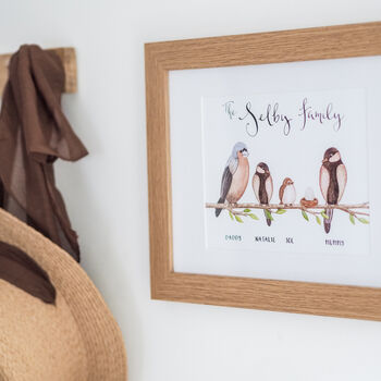 Personalised Illustrated Family Bird Art Print, 7 of 8