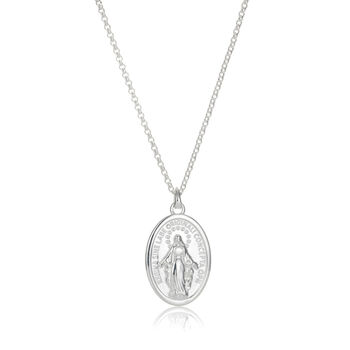 Childs Miraculous Medal Sterling Silver Necklace, 3 of 5