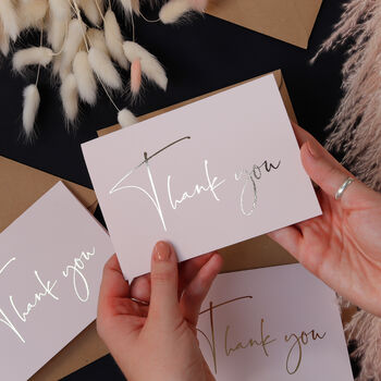 Gold Foil Wedding Thank You Cards In Blush Pink, 7 of 10
