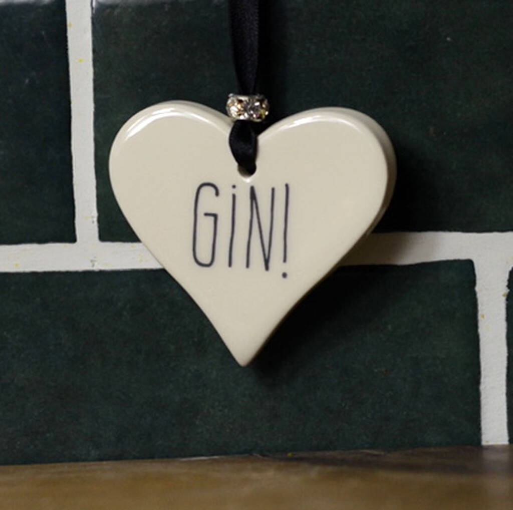 Gin Or Prosecco Ceramic Heart, 1 of 5