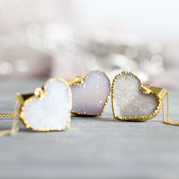 Diamond And Druzy Love Heart Necklace, 8 of 11