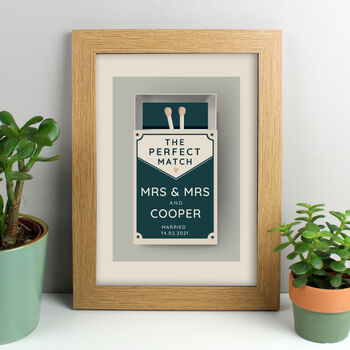 Personalised The Perfect Match A4 Oak Framed Print, 2 of 3