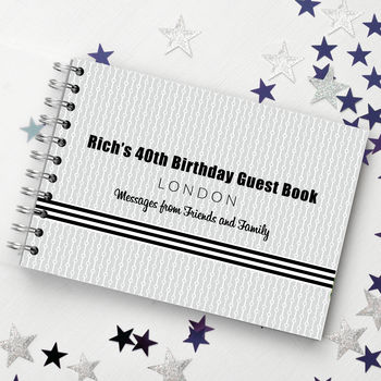 Personalised 40th Birthday Monochrome Guest Book, 6 of 8