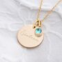 Birthday Disc And Birthstone Personalised Name Necklace, thumbnail 2 of 10