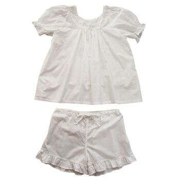 Ladies White Cotton Short Pyjama Set 'Juliet', 5 of 5