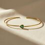 Gold Plated Minimalist Emerald May Birthstone Bangle, thumbnail 1 of 5