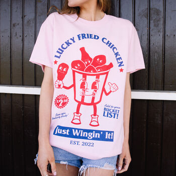 Lucky Fried Chicken Womens Slogan Tshirt, 2 of 3