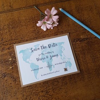 Watercolour Travel Save The Date Card, 4 of 4