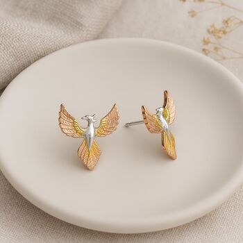 Sterling Silver And Gold Plated Phoenix Stud Earrings – 10mm, 3 of 6