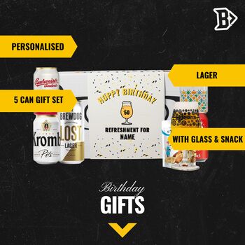Personalised Premium Lager Birthday Craft Beer Gift Set Five X 330ml, 2 of 5