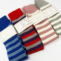 Personalised Christmas Stripy Welly Socks With Gold Foil Label, thumbnail 2 of 10