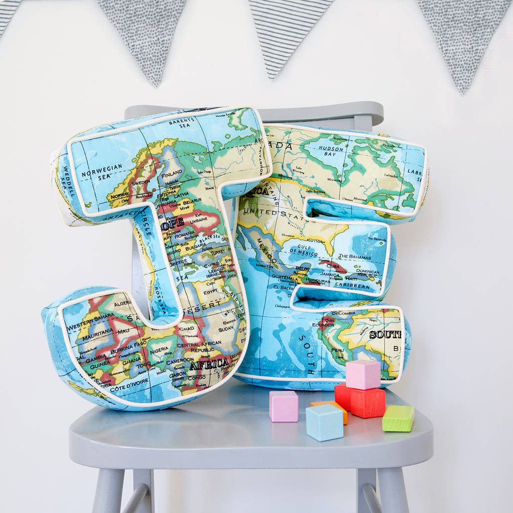 Personalised Map Print Letter Cushion, 1 of 5