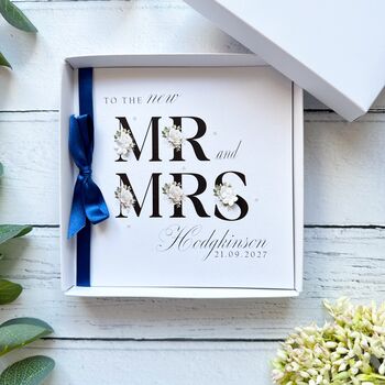 Handmade And Personalised Floral Wedding Card Any Colour Ribbon, 6 of 11