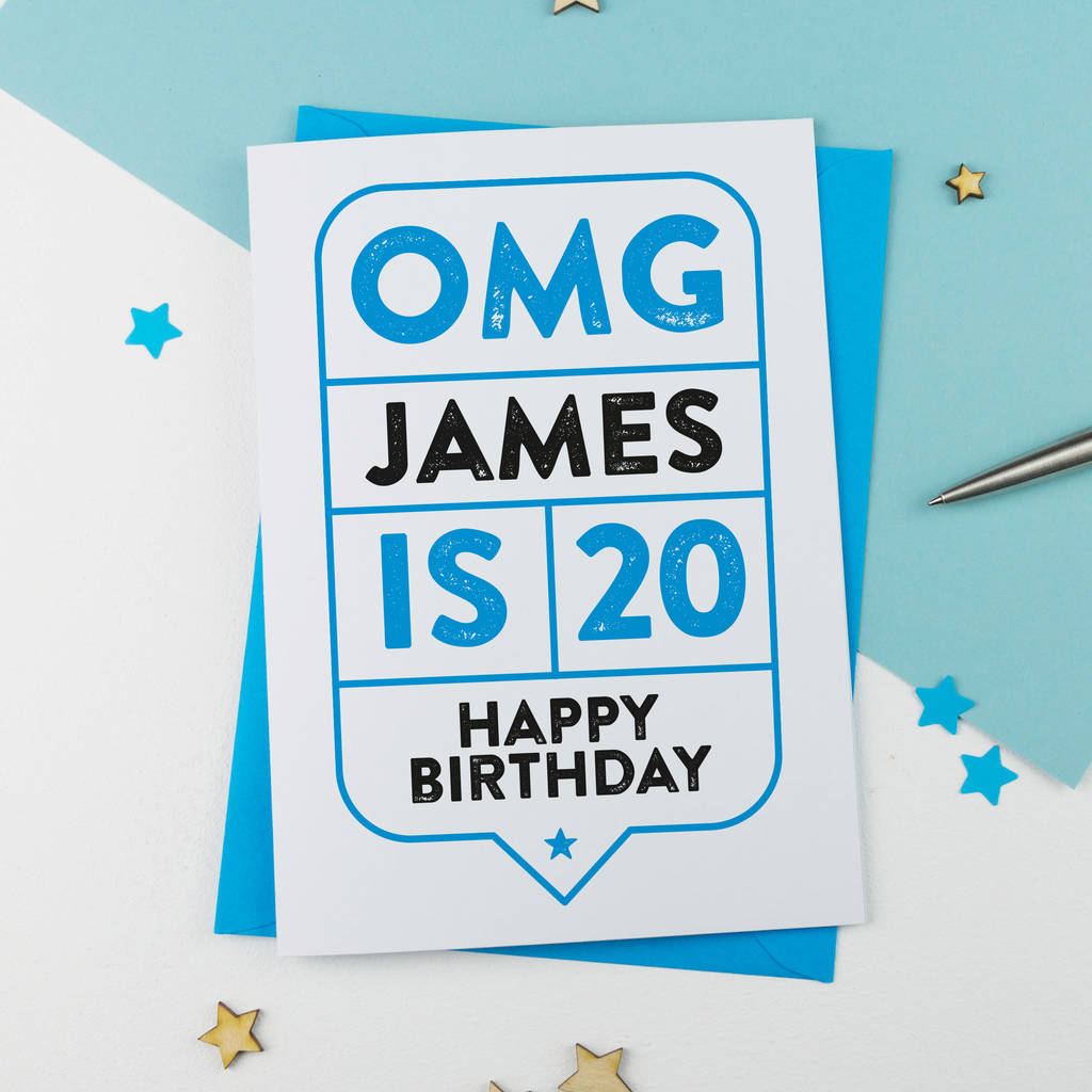 Omg 20th Birthday Card Personalised By A Is For Alphabet