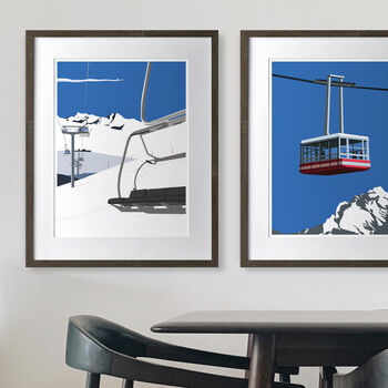Personalised Ski Lifts And Mountain Range Resort Print, 2 of 3