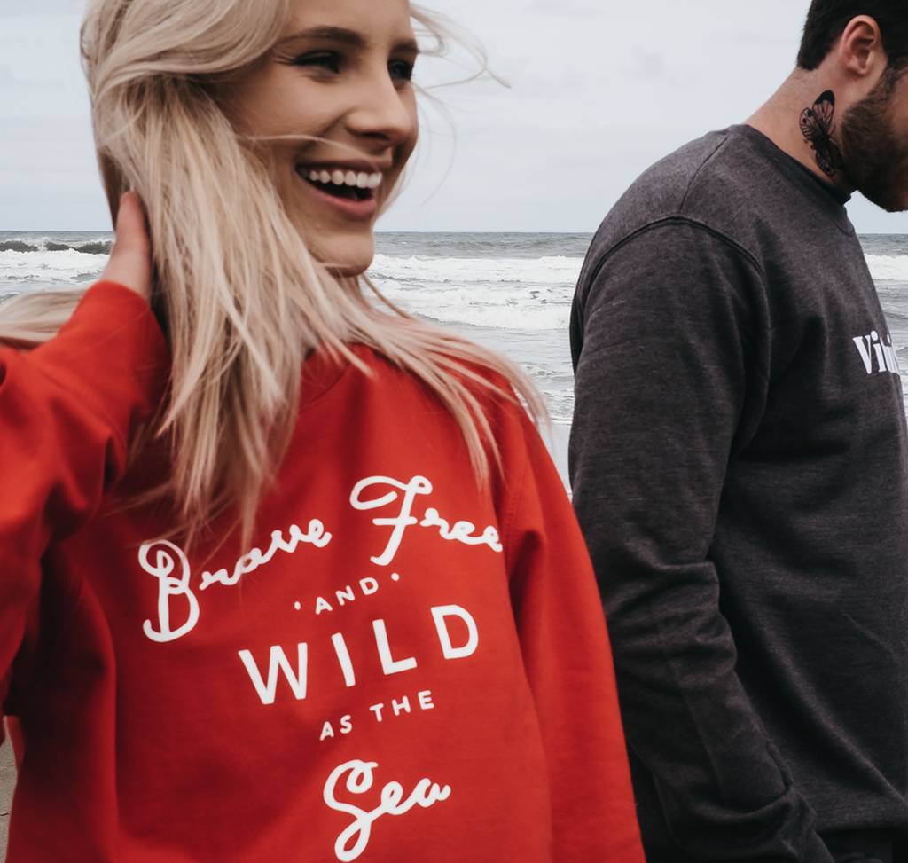 Red 'Brave Free Wild As The Sea' Womens Sweatshirt, 1 of 5