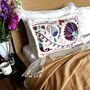 Oblong Silk Embroidered Suzani Cushion Burgundy, thumbnail 4 of 11
