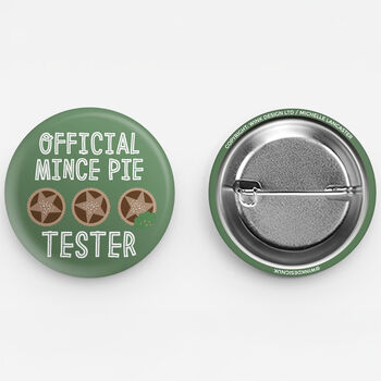 Funny Xmas Badge 'Official Mince Pie Tester', 3 of 5