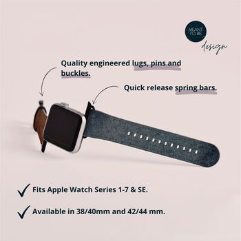 Blue Watercolour Vegan Leather Apple Watch Band, 5 of 6