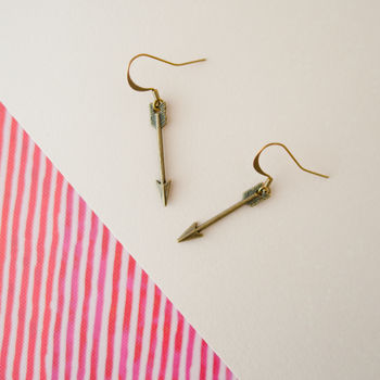 Brass Arrow Charm Earrings, 2 of 2