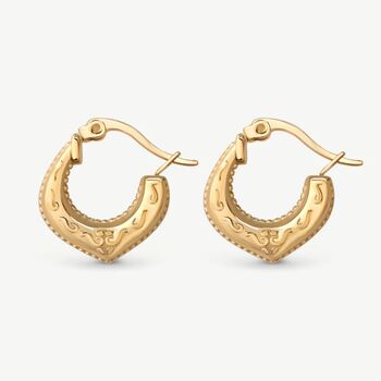 Filigree Boho Small Gold Hoops, 10 of 11