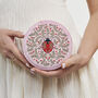 Pink Ladybird Velvet Embroidered Circle Jewellery Box, thumbnail 1 of 6