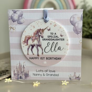 1st Birthday Or Any Age Keepsake Card Unicorn, 2 of 3