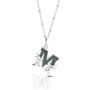 Solid Silver M Initial Necklace With Green Marble, thumbnail 1 of 6