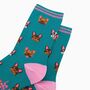 French Bulldogs Bamboo Ankle Socks Women's Teal, thumbnail 3 of 4