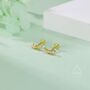 Sterling Silver Tiny Shooting Star Cz Internally Threaded Earrings, thumbnail 3 of 12